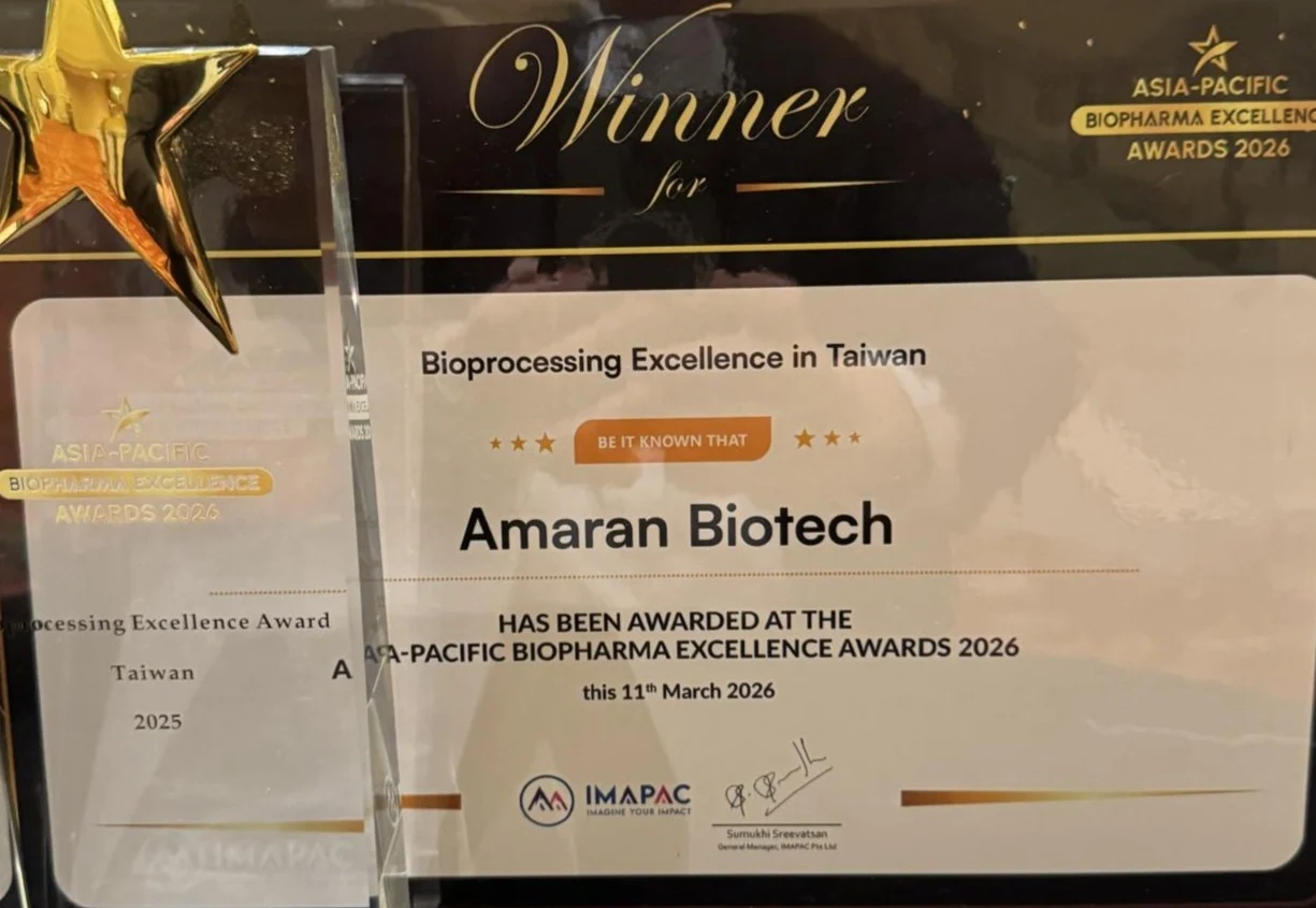 Bioprocessing Excellence in Taiwan” Award